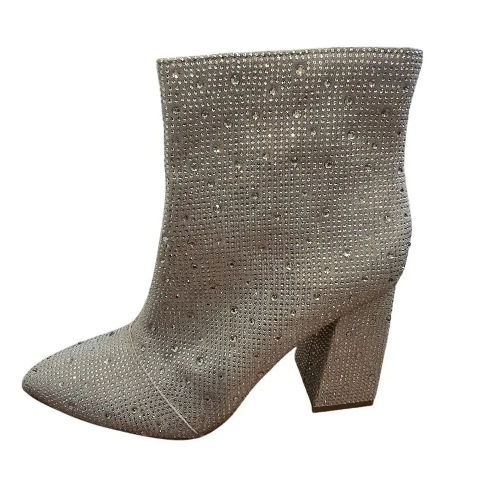 BCBGeneration Briel Bootie in Silver Shimmer Size 7